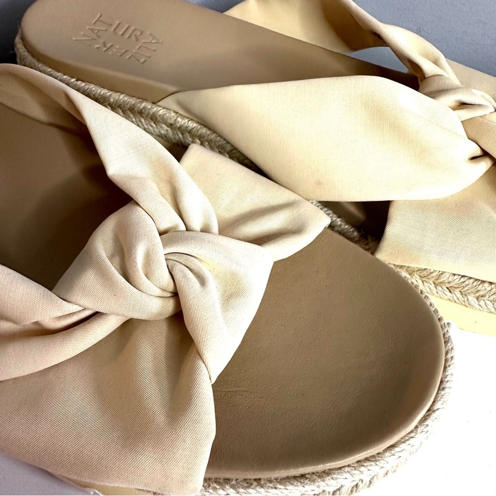 Naturalizer Dayana Cream Platform Slip On Mule Sandals Size 9.5 Jute Edge EUC - Picture 4 of 12